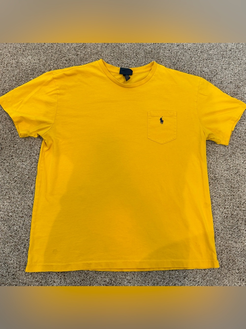 Ralph Lauren Short Sleeve Chest Pocket Tee in Bright Yellow with Navy Logo